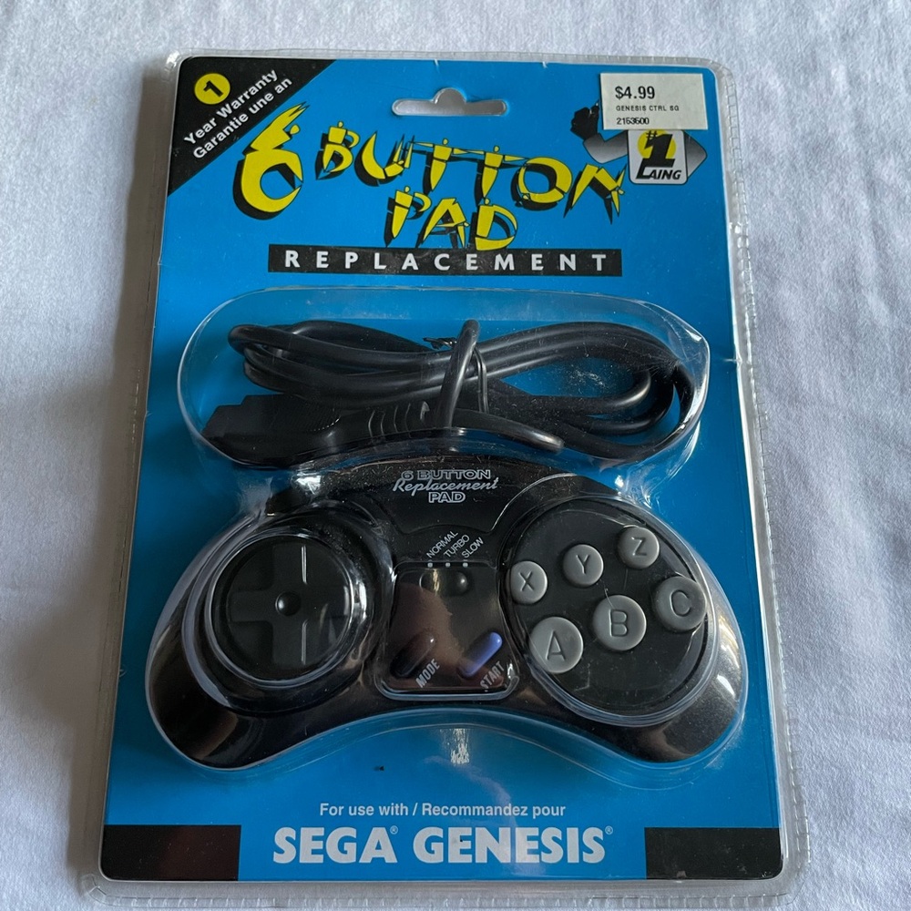 Genesis 6-Button Controller - Classic Black Gaming Pad Sealed Vintage